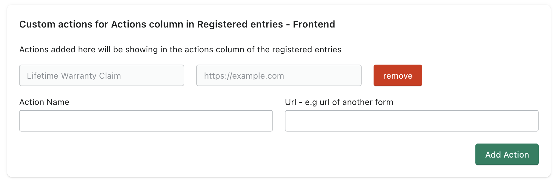 Custom Actions Screenshot