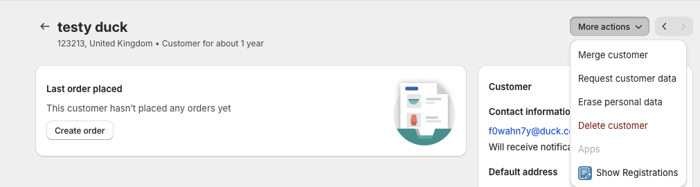 Customer Detail Link Screenshot
